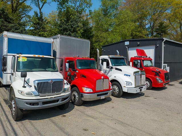 Trucks lined up for sale